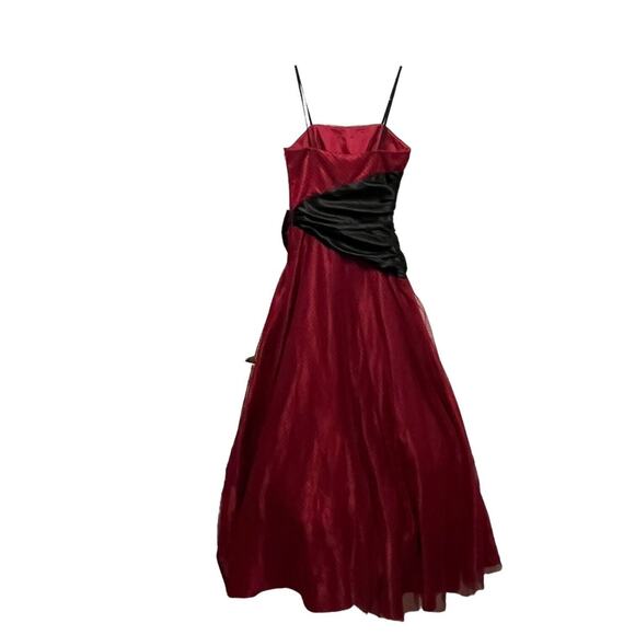 Masquerade Prom Ball Gown Dress Junior Size 3 Women Red Black Swiss Dot Retro - Picture 3 of 15